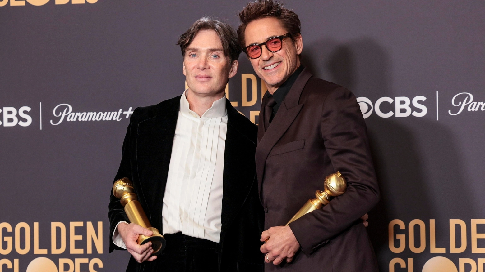 Cillian Murphy e Robert Downey Jr premiati ai Golden Globe 2024 (Ansa)