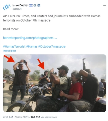 Bufera su 4 fotoreporter freelance presenti il giorno del massacro del 7 ottobre. Israele: “Erano d’accordo con Hamas?”