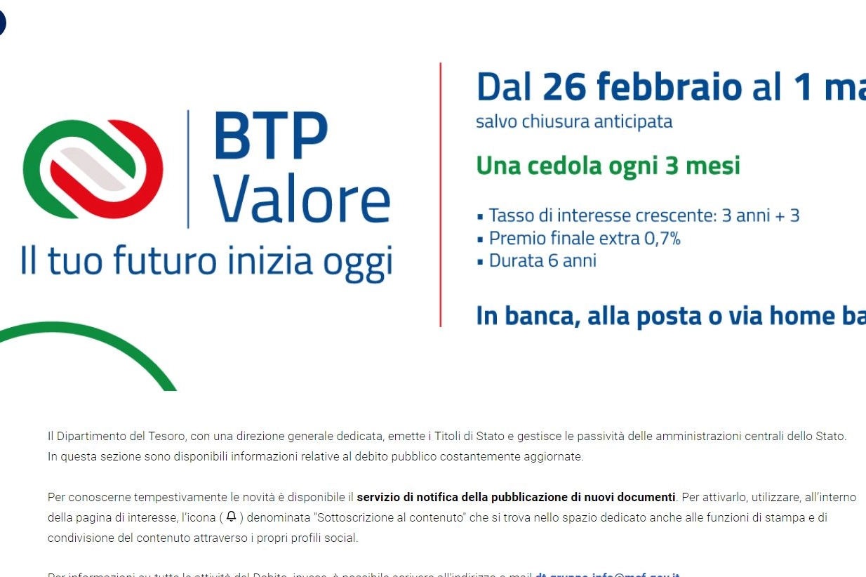 Btp Valore febbraio 2024