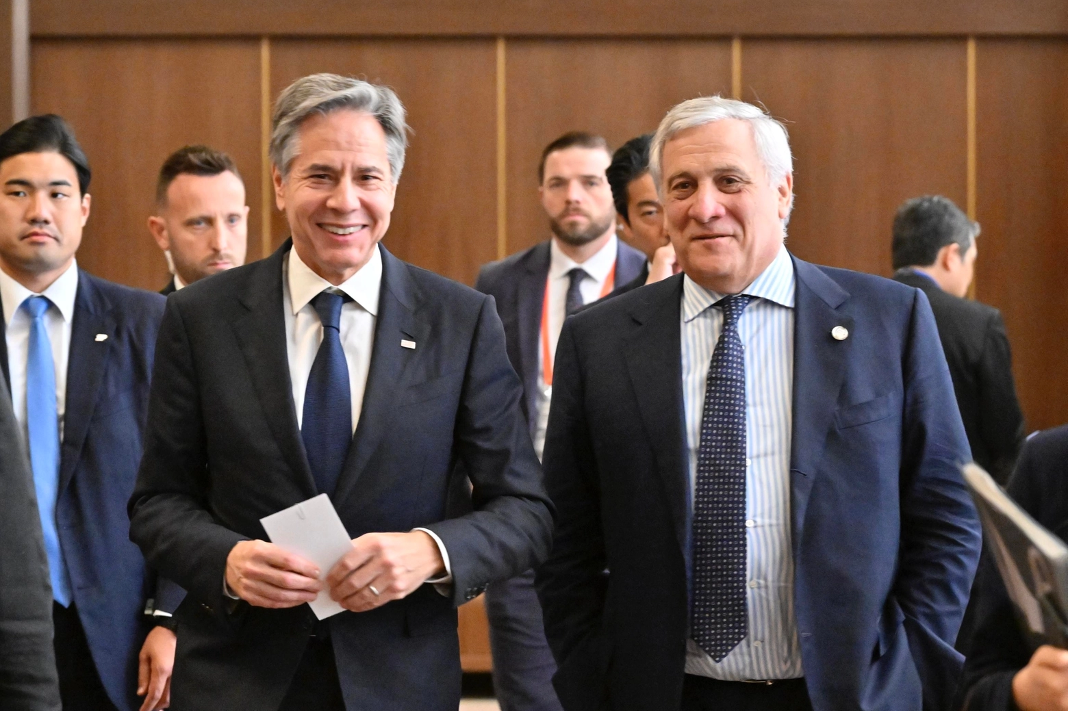 Il segretario di Stato americano Antony Blinken con il ministro degli esteri Antonio Tajani al G7 di Tokyo