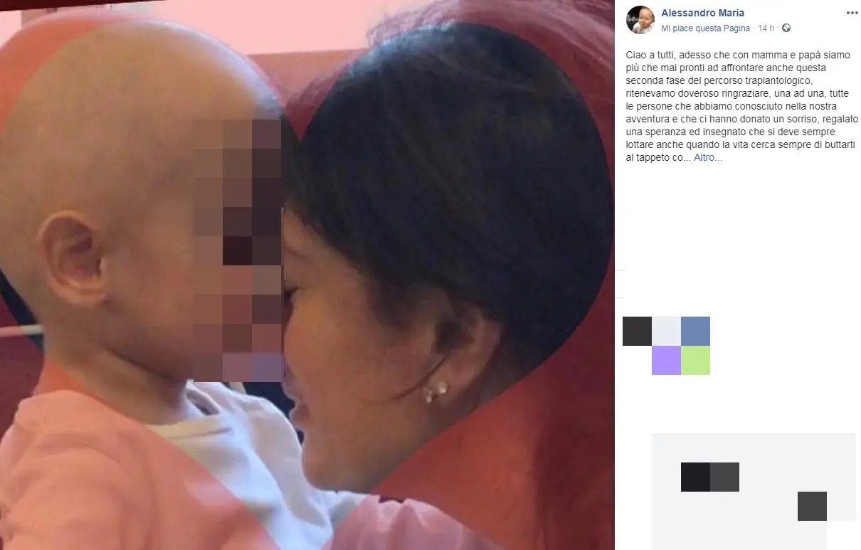 Piccolo Alex, la mamma sui social: "Grazie per la forza che ci avete trasmesso"