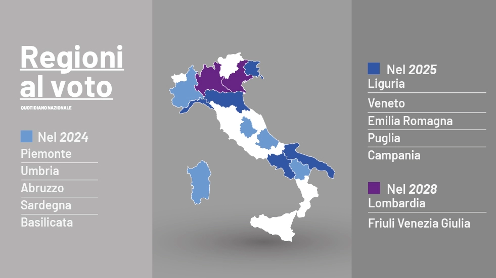 Le regioni al voto nel 2024, 2025 e 2028