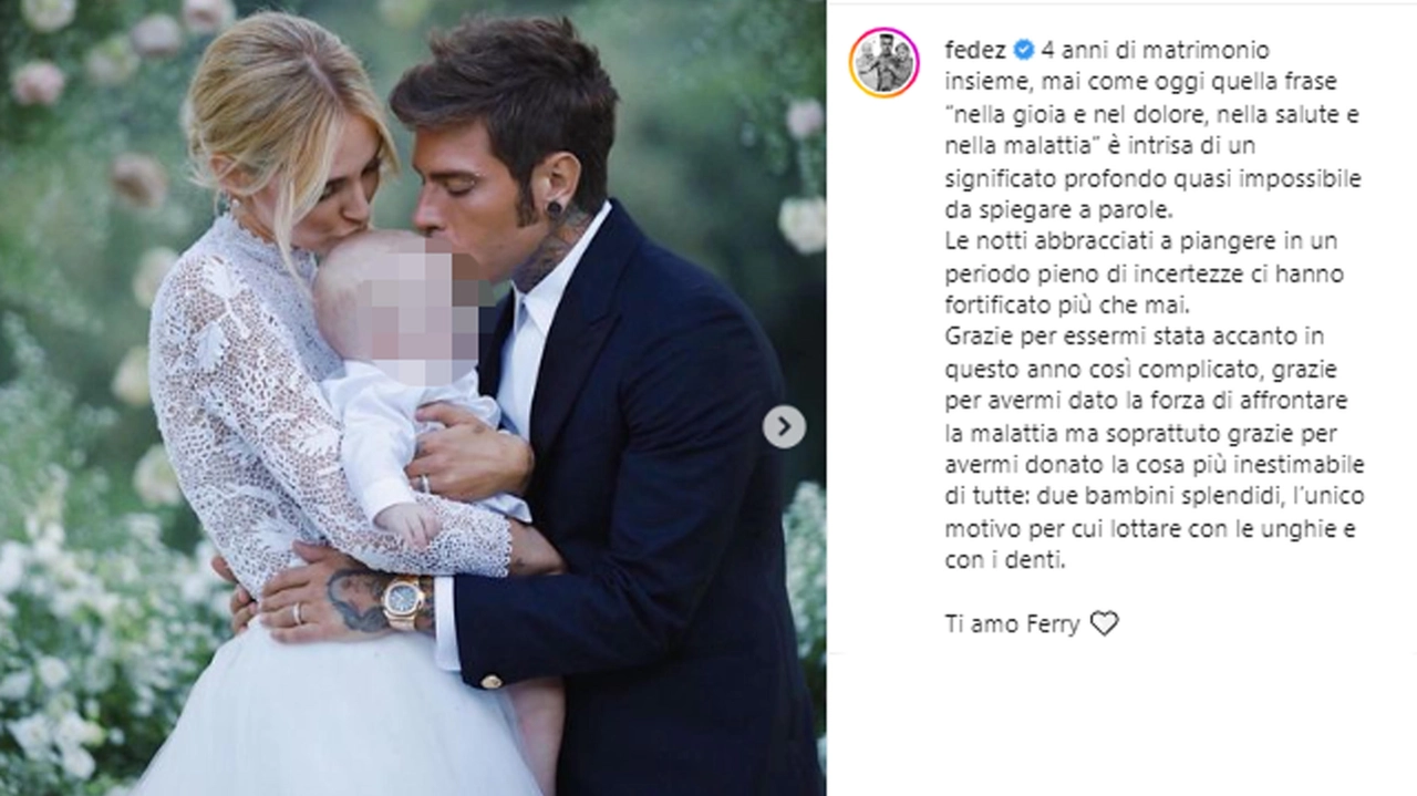 Il matrimonio il 1° settembre del 2018. Leone Lucia aveva 5 mesi (Ansa)