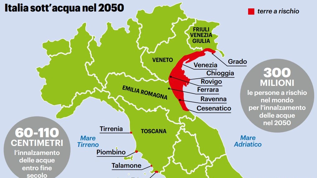 Clima, Italia sott'acqua nel 2050. La mappa delle coste a rischio
