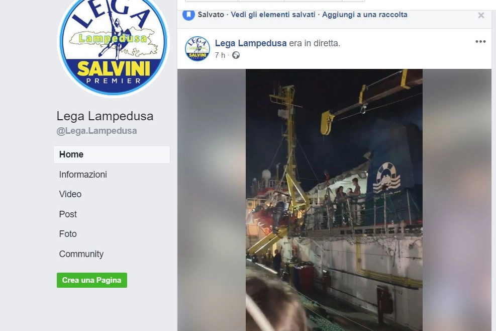 Un frame del video con gli insulti a Carola Rackele postato da Lega Lampedusa (Dire)