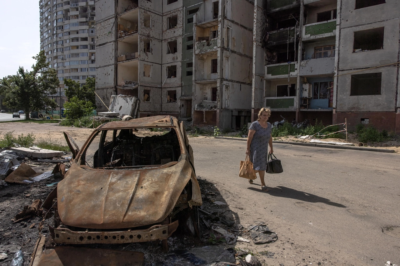 La città distrutta di Chernihiv, agosto 2022 (Epa)