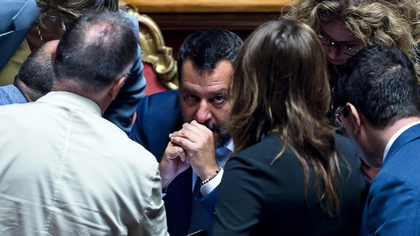 Tav, Matteo Salvini al Senato dopo il voto sulle mozioni (foto Ansa)