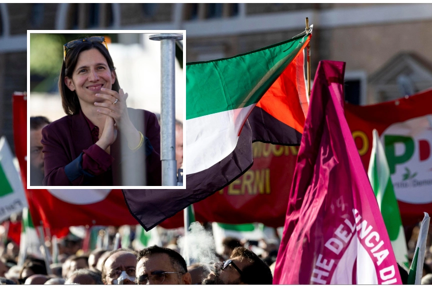 Elly Schlein alla manifestazione del Pd a Roma