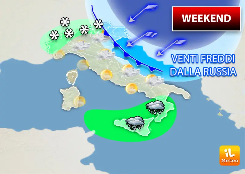 Previsioni meteo, domenica torna l'inverno