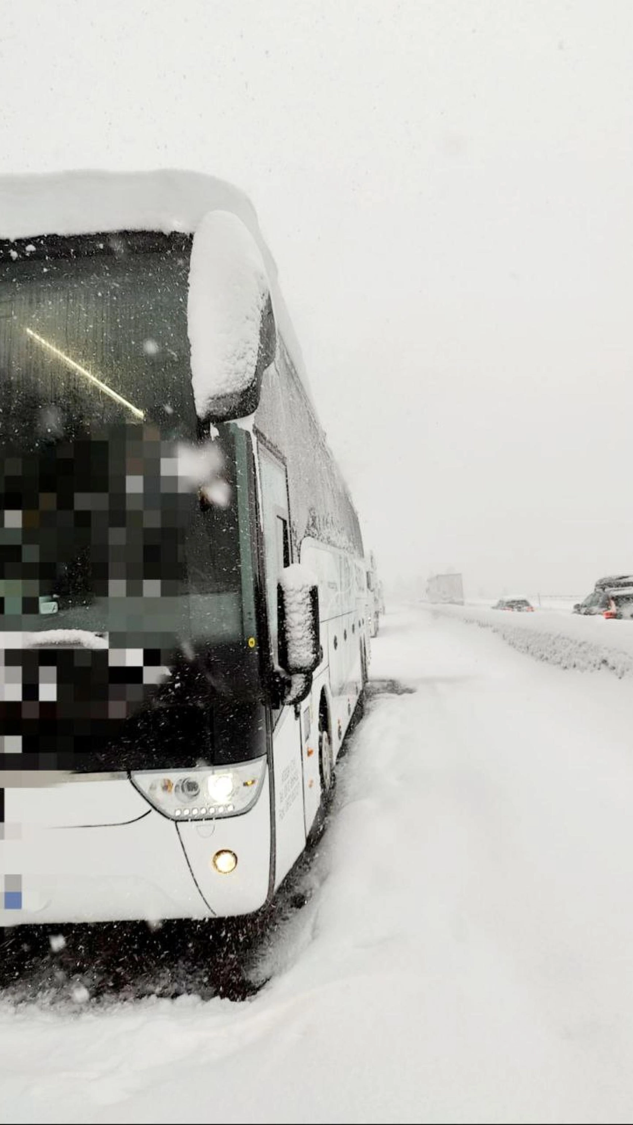 Pullman di studenti bloccati sull'Autobrennero (Ansa)