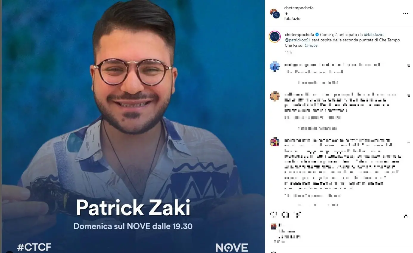 Patrick Zaki ospite a Che tempo che fa