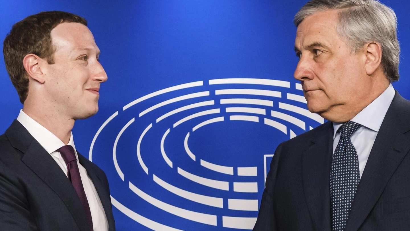 Mark Zuckerberg e Antonio Tajani (Ansa)