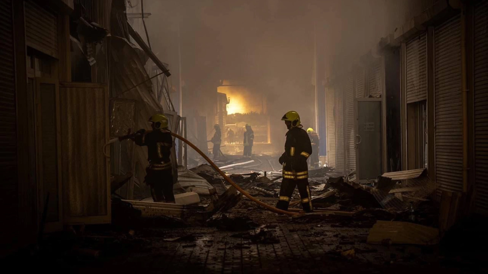 Ucraina, un attacco russo a Odessa (foto Ansa)