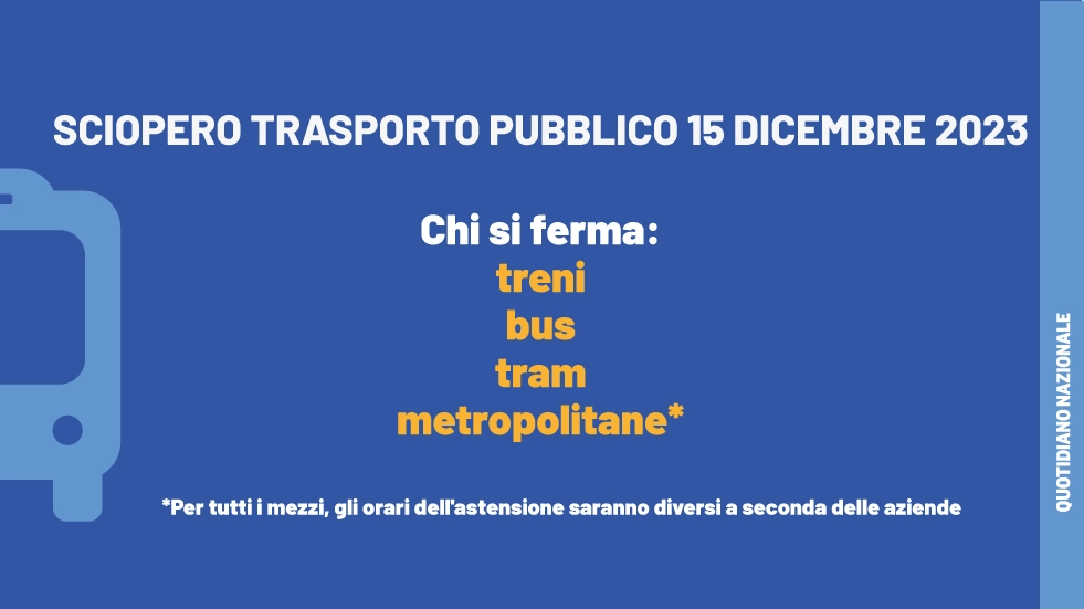 Sciopero trasporto pubblico 15 dicembre: ecco chi si ferma