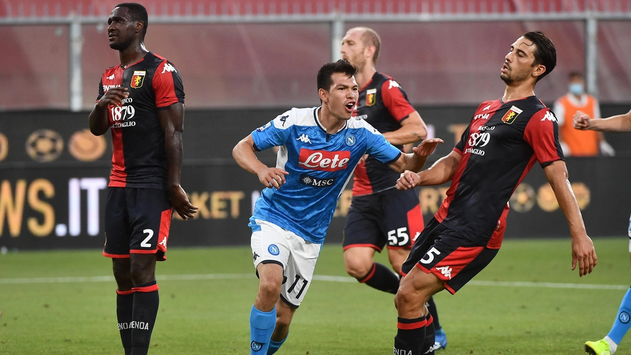 Genoa-Napoli, l'esultanza di Lozano (Ansa)