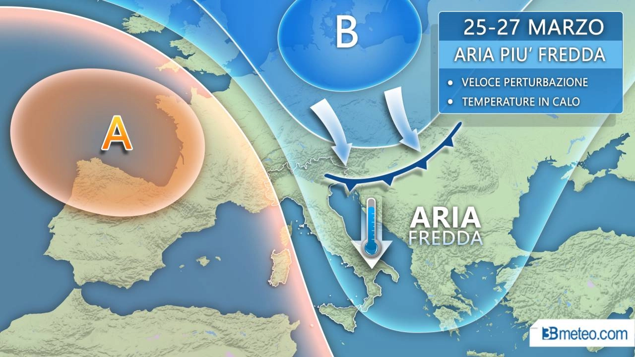 Meteo, l'affondo artico nel grafico di 3bmeteo.com