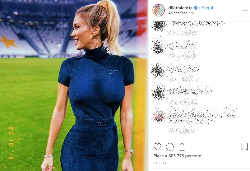 Diletta Leotta, il look per Juve-Bologna fa impazzire i fan