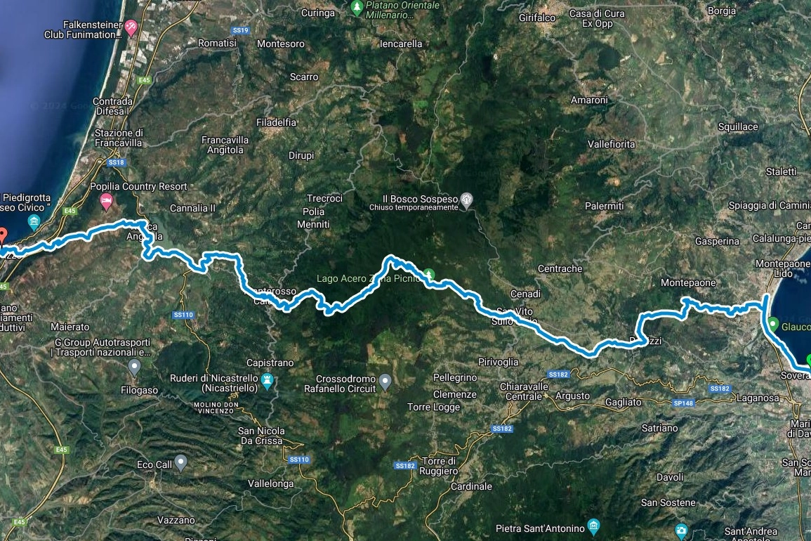 La mappa del cammino Kalabria coast to coast