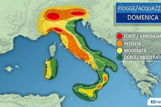 Previsioni meteo, la mappa di 3bmeteo.com