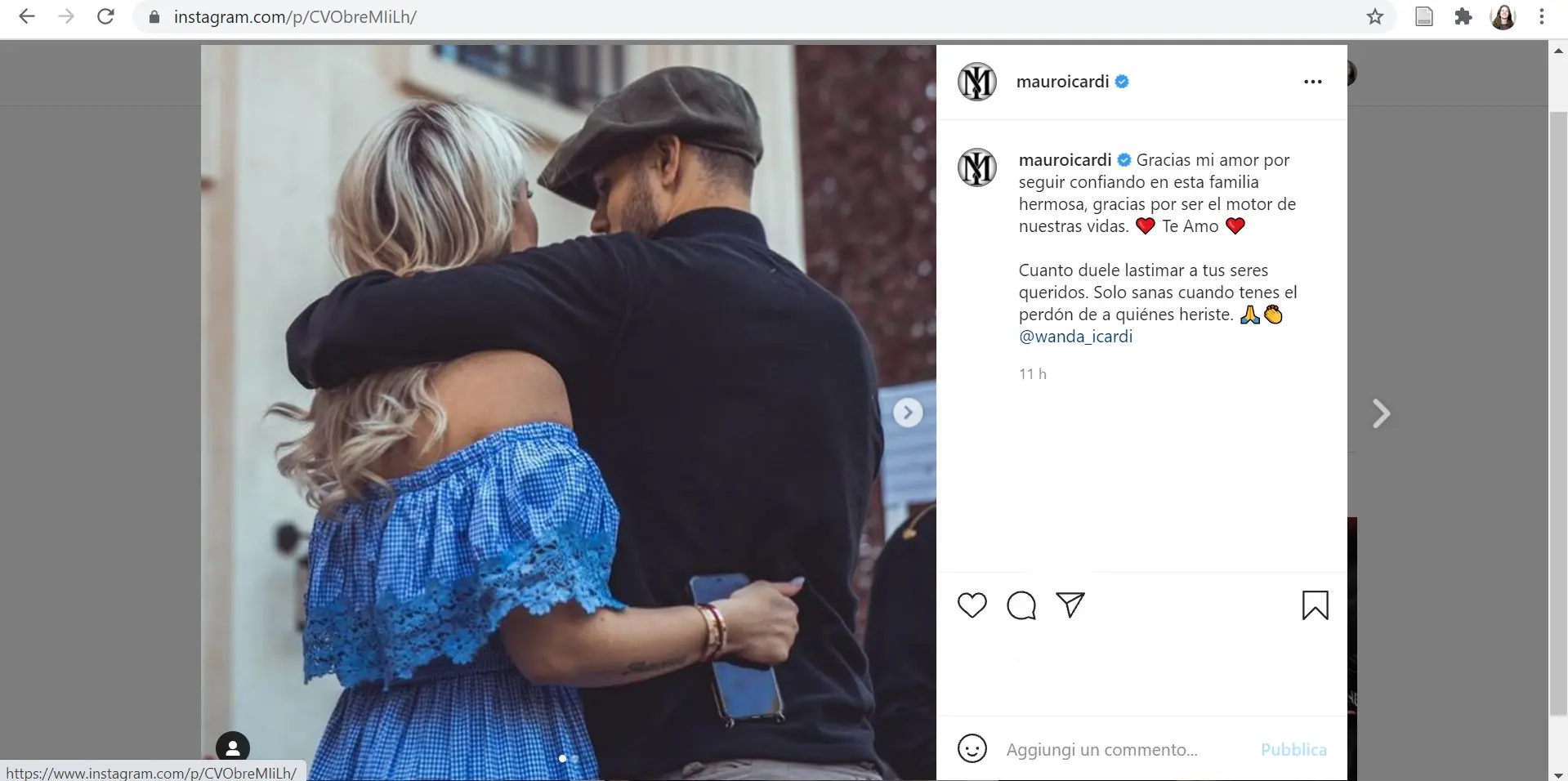 Icardi-Wanda, torna la pace? Il bomber su Instagram: "Quanto fa male ferire i tuoi cari"