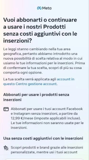 Il messaggio su Facebook