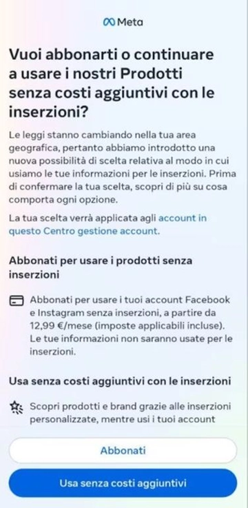 Cosa fare quando arriva il messaggio di Facebook e Instagram a pagamento. La guida pratica