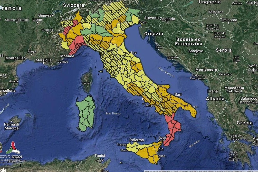 Protezione Civile, il bollettino di criticità per domenica 24 novembre