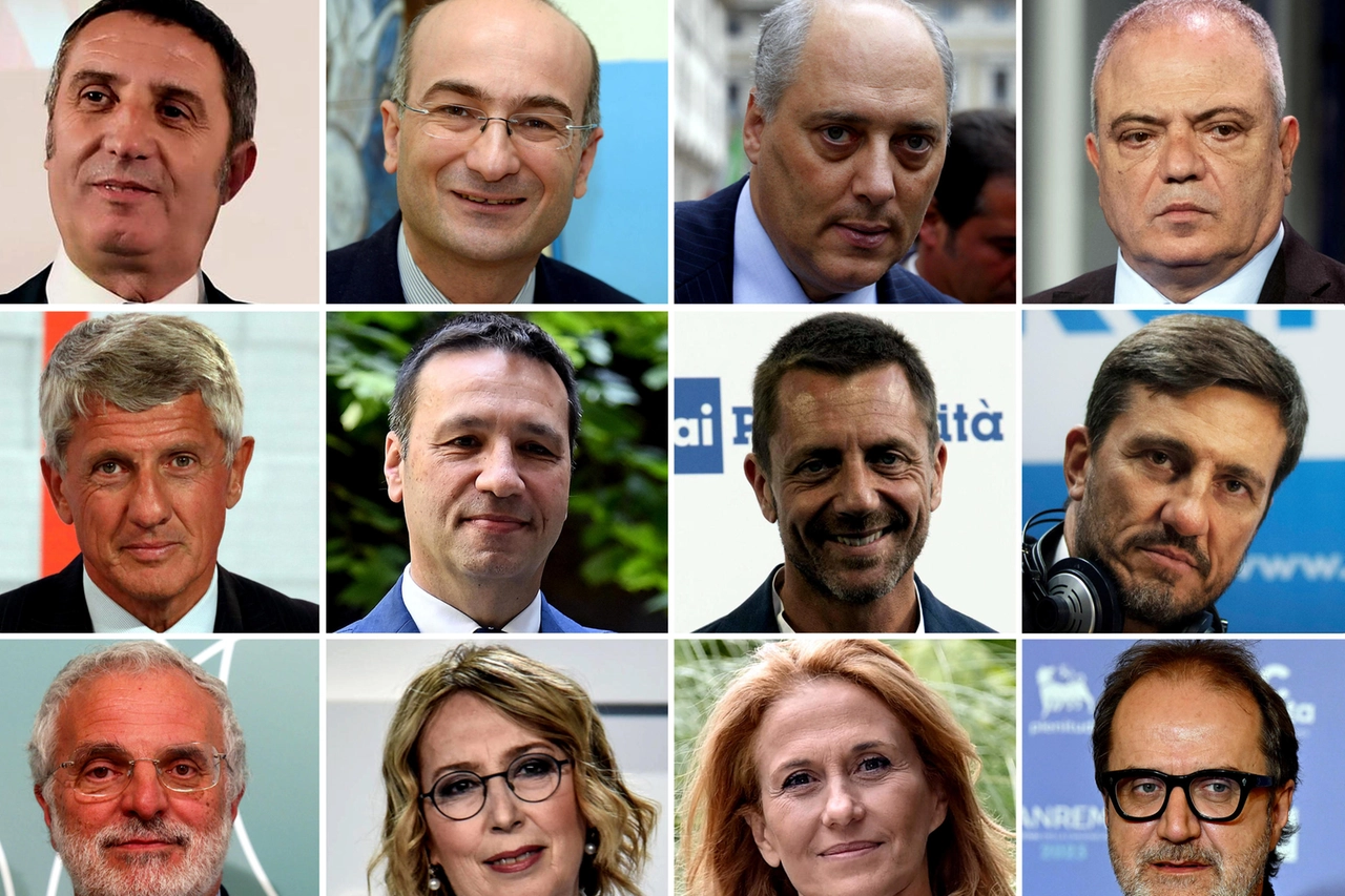 In una combo (S-D) Gian Marco Chiocci, Antonio Preziosi, Francesco Pionati, Giuseppe Carboni, Jacopo Volpi, Marcello Ciannamea, Angelo Mellone, Paolo Corsini, Adriano De Maio, Simona Sala, Monica Maggioni e Stefano Coletta. ANSA