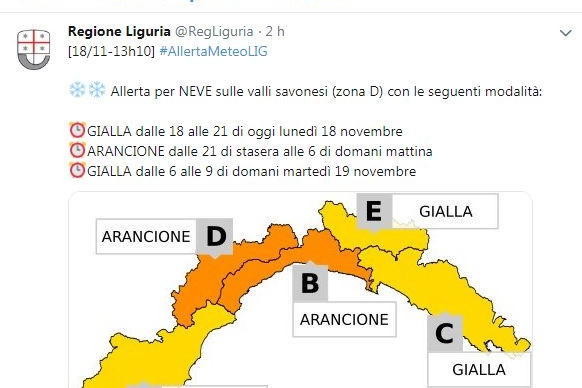 L'allerta meteo in Liguria