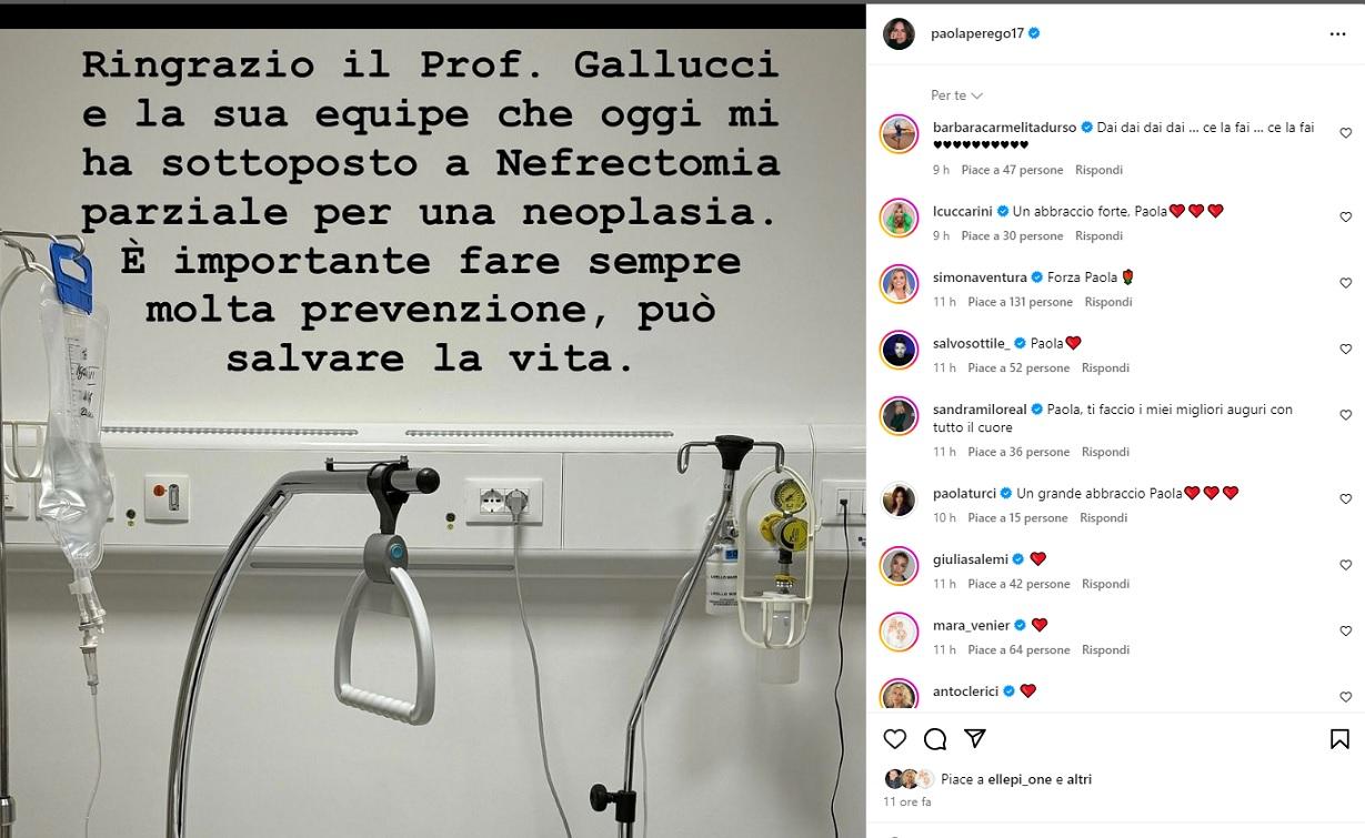 Paola Perego in ospedale per nefrectomia: “La prevenzione salva la vita”