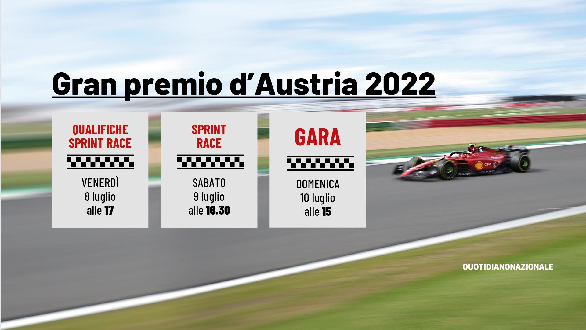 Orari F1, il gp d'Austria in tv (diretta Sky e differita Tv8)