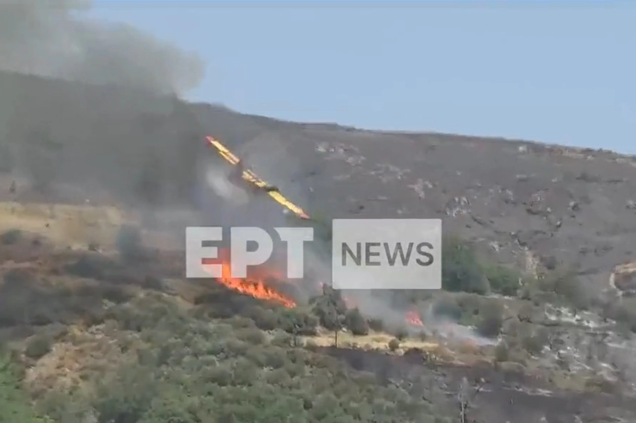 Aerero anti incendio precipita sull'isola di Evia: le immagini della tv pubblica greca