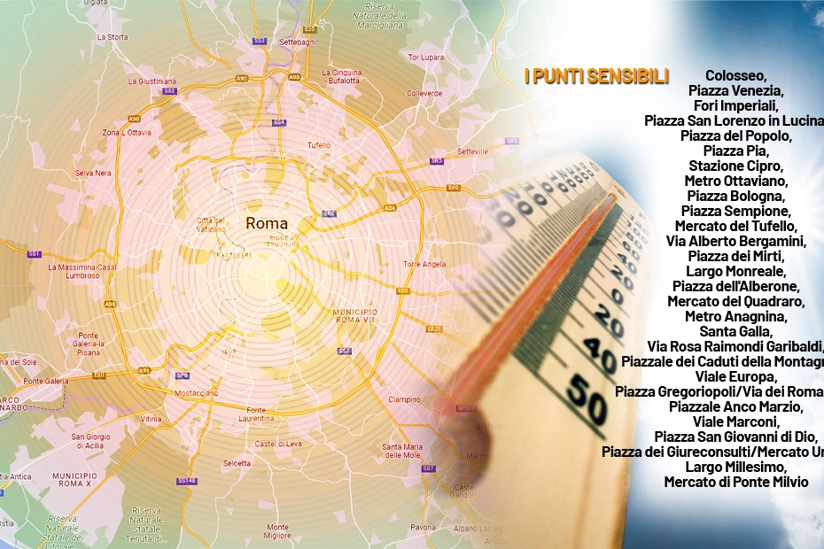 Roma: la mappa del caldo e i 28 punti di emergenza