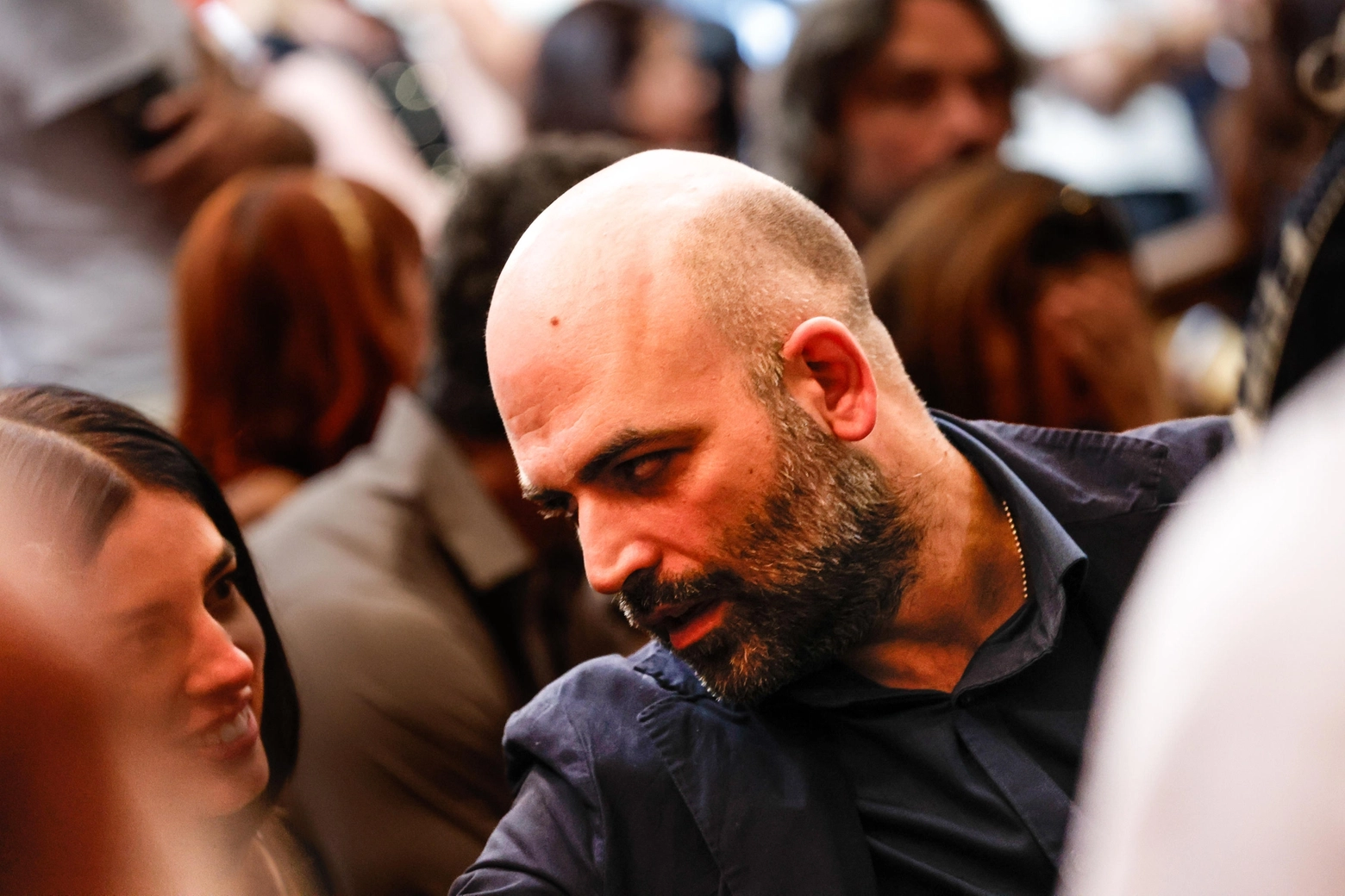 Roberto Saviano ai funerali di Michela Murgia (Ansa)