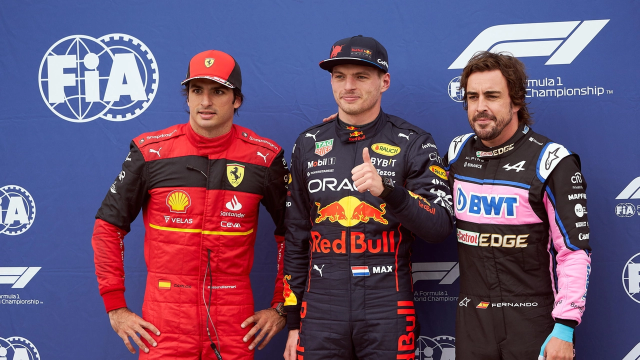 Carlos Sainz, Max Verstappen e Fernando Alonso (Ansa)