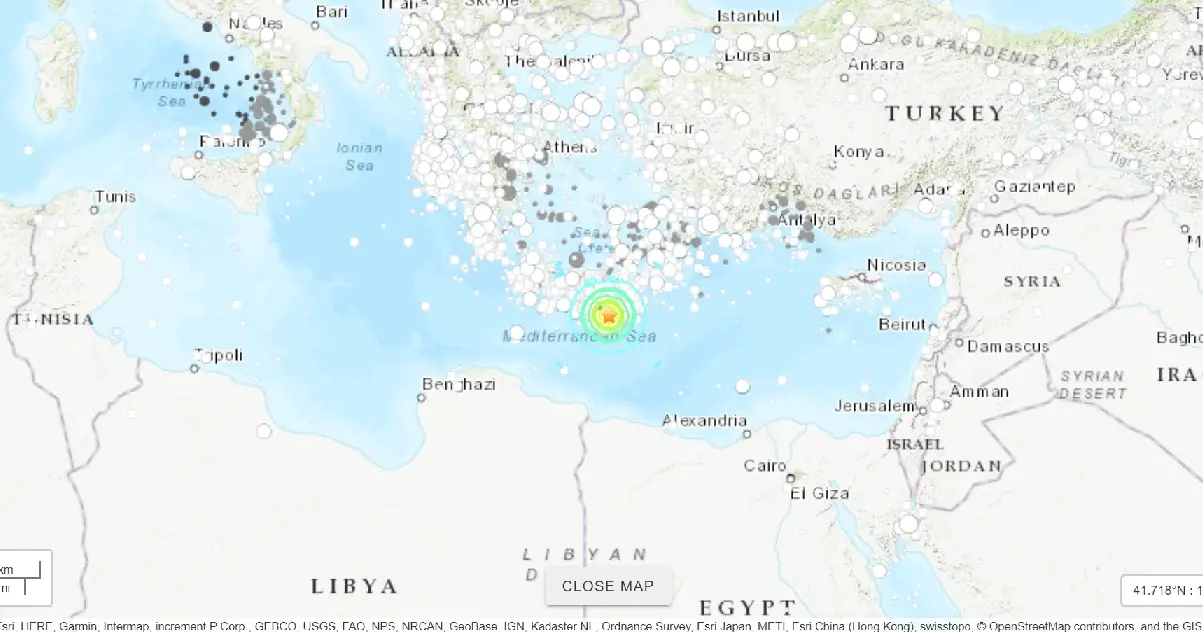 Terremoto Creta, violenta scossa di magnitudo 6.6