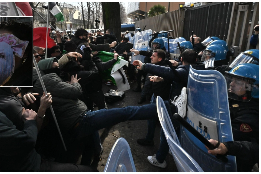 Ghali-Israele a Sanremo, scontri davanti alla sede Rai di Napoli