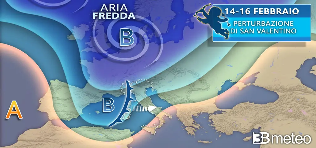 Previsioni meteo, svolta a San Valentino. Neve fino in pianura: ecco dove