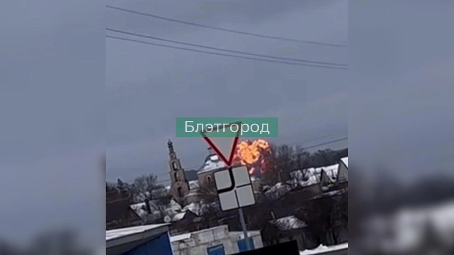 L'aereo russo caduto a Belgorod (Ansa)