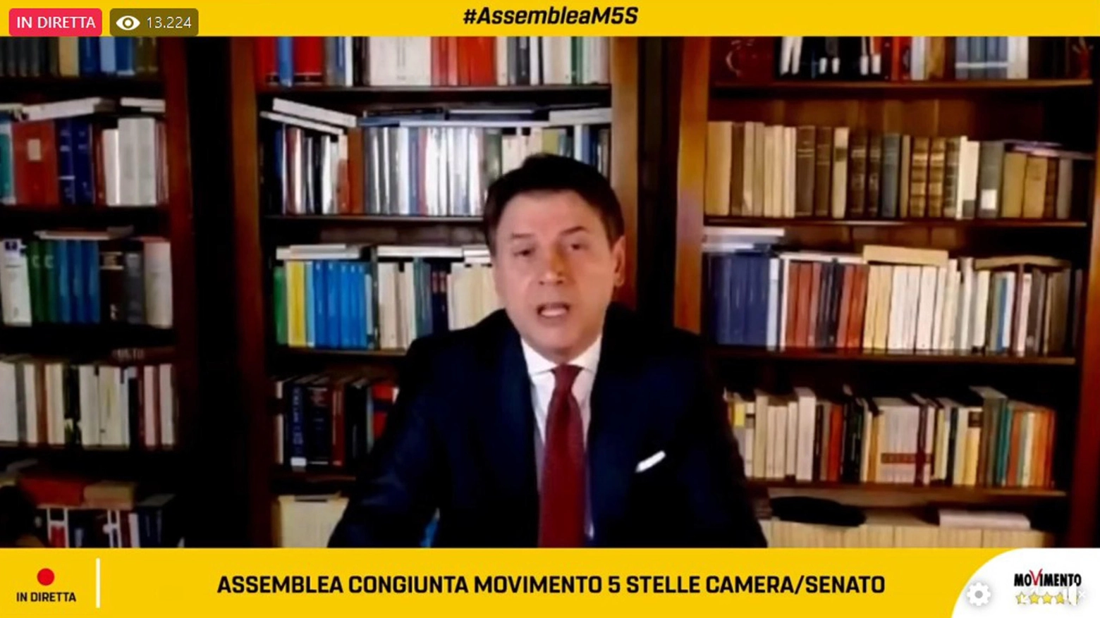 Giuseppe Conte durante la diretta Facebook (ANSA)