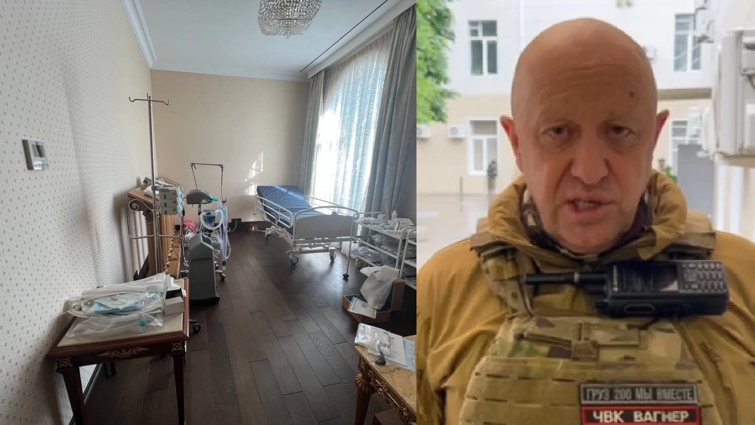 La stanza con un letto antidecupito che si troverebbe nella villa di Prigozhin a San Pietroburgo