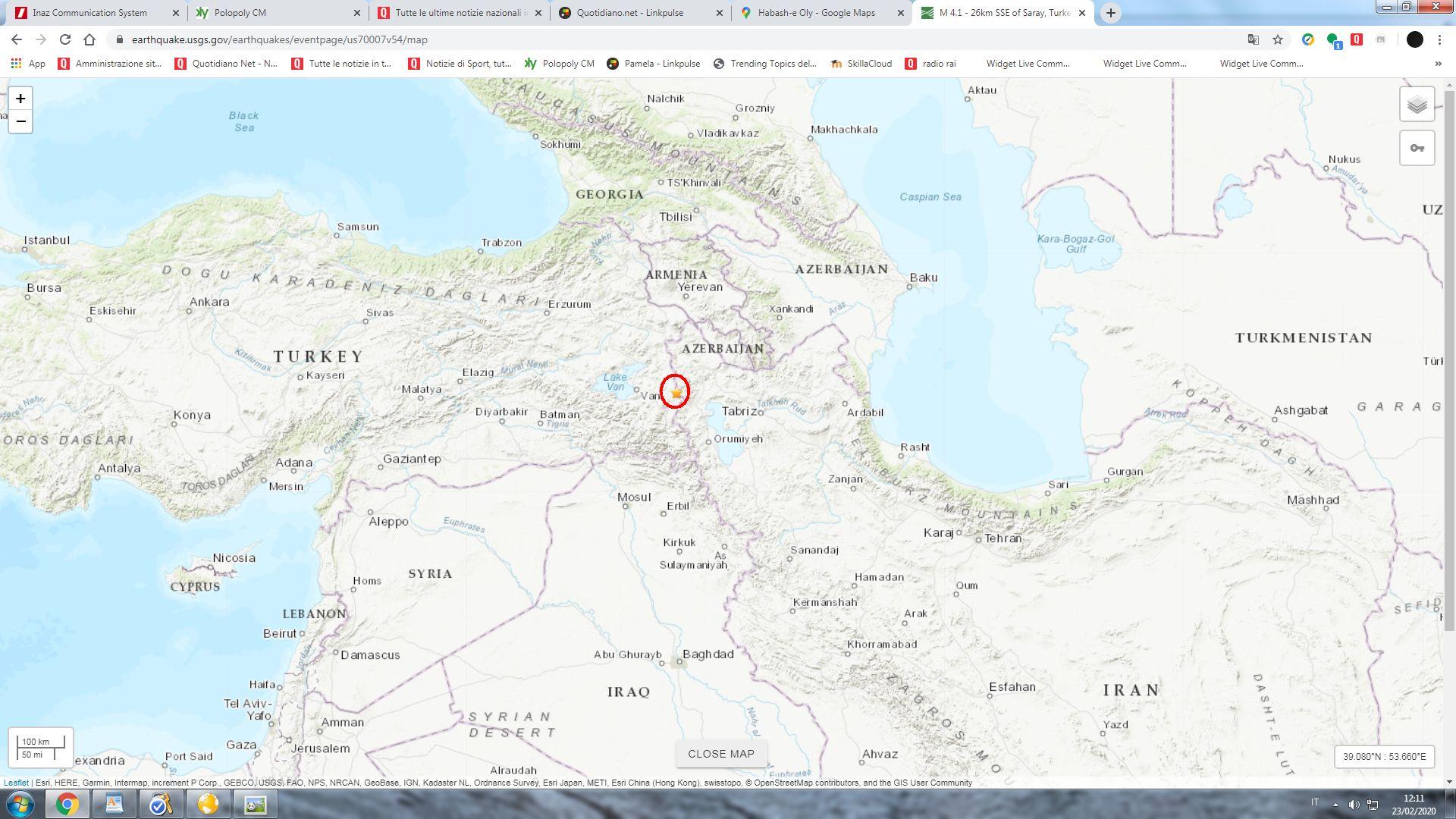 Terremoto In Iran Scossa Di Magnitudo 5 7 Al Confine Con La Turchia