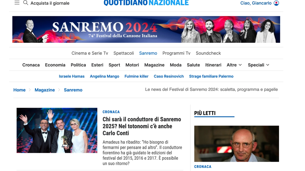 Sanremo 2024, un grande successo anche sui siti del Gruppo Monrif