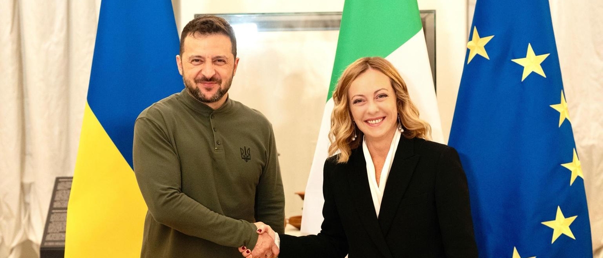 Zelensky arrivato a Palazzo Chigi per l'incontro con Meloni