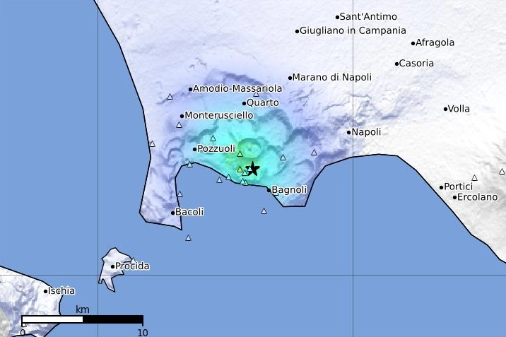 Terremoto ai Campi Flegrei, la mappa sul sito Ingv