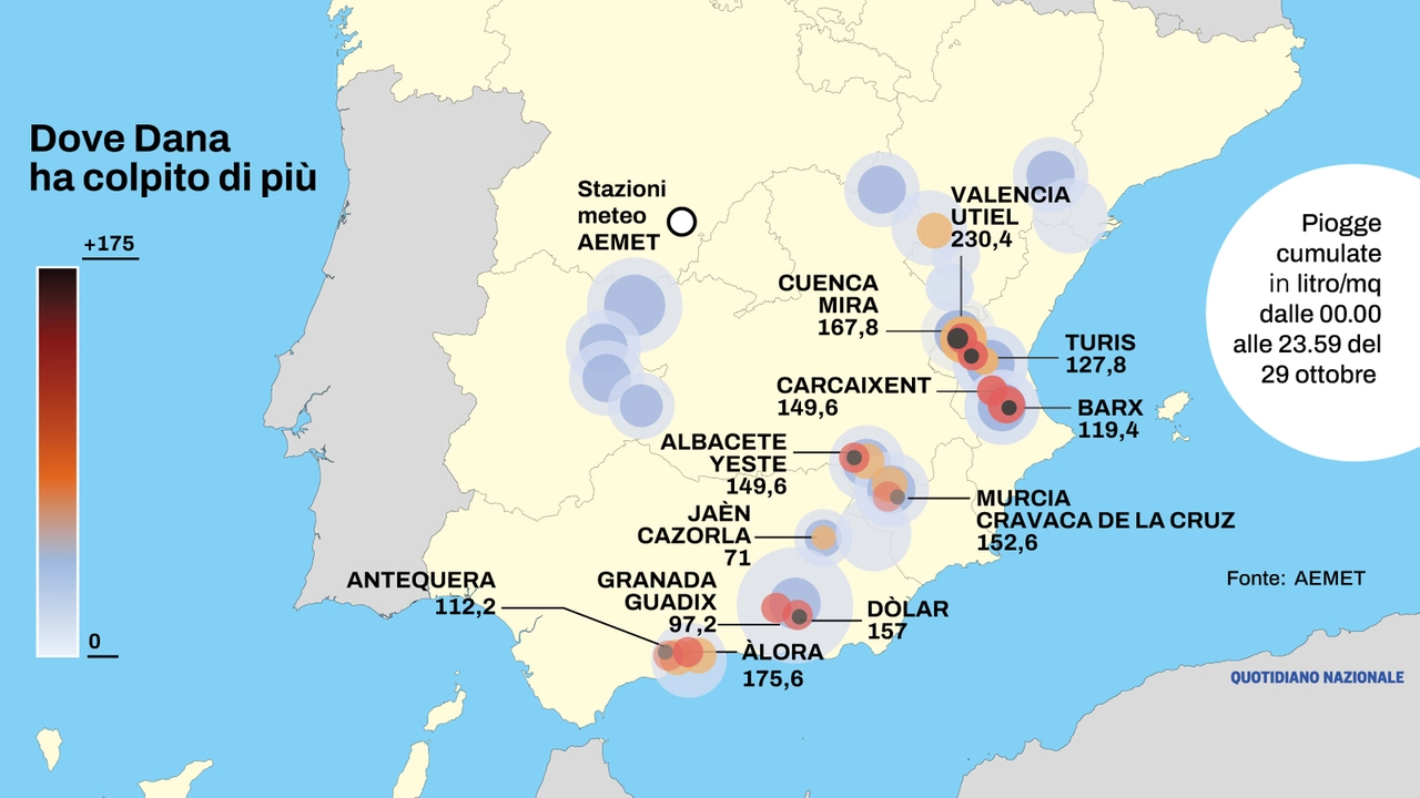 Valencia, dove Dana ha colpito di più