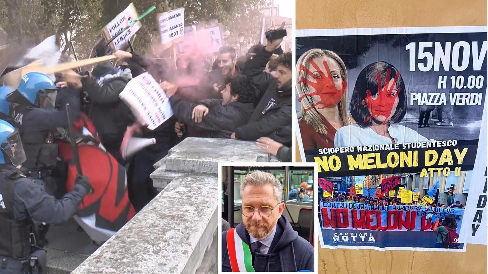 Il primo cittadino attacca alla vigilia della visita di Meloni: “Casomai vorremmo i fondi per l’alluvione”. Scambio di accuse sull’autorizzazione al corteo di CasaPound. Salvini: chiudere i centri sociali occupati dai comunisti. Polemiche su alcuni manifesti dei collettivi