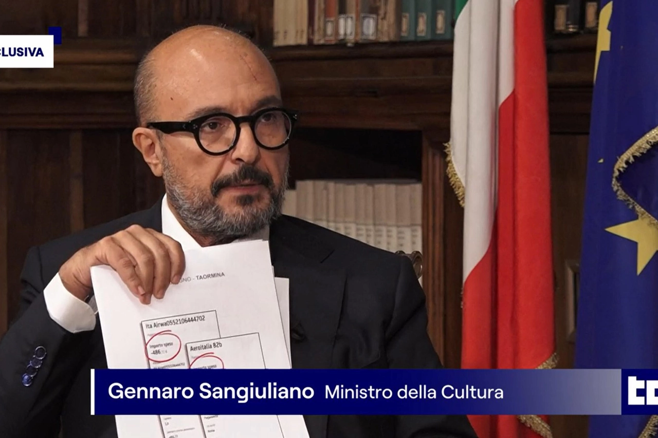 Il ministro della Cultura, Gennaro Sangiuliano, intervistato dal Tg1