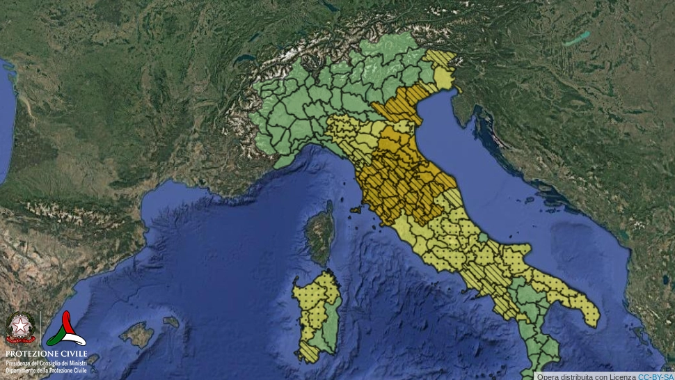 Il bollettino di criticità meteo della Protezione civile per giovedì 3 ottobre