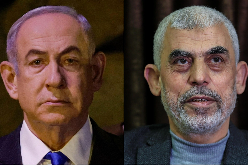 A sinistra Netanyahu, a destra Sinwar